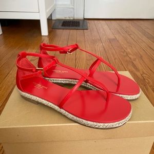 Michael Kors Annabeth Leather Sandal coral red